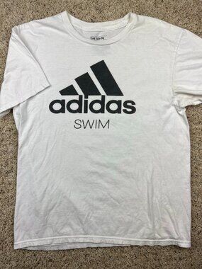 Adidas SWIM "The Go To Tee" White Short Sleeve Shirt - Size Medium Trefoil Logo